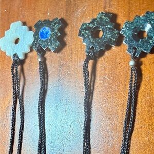 Peruvian Inca Chakana Stone Carved Necklace - (4) pieces